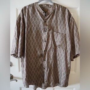 Utopia Geometric Patterned Button-Up 100% Silk Men’s Shirt